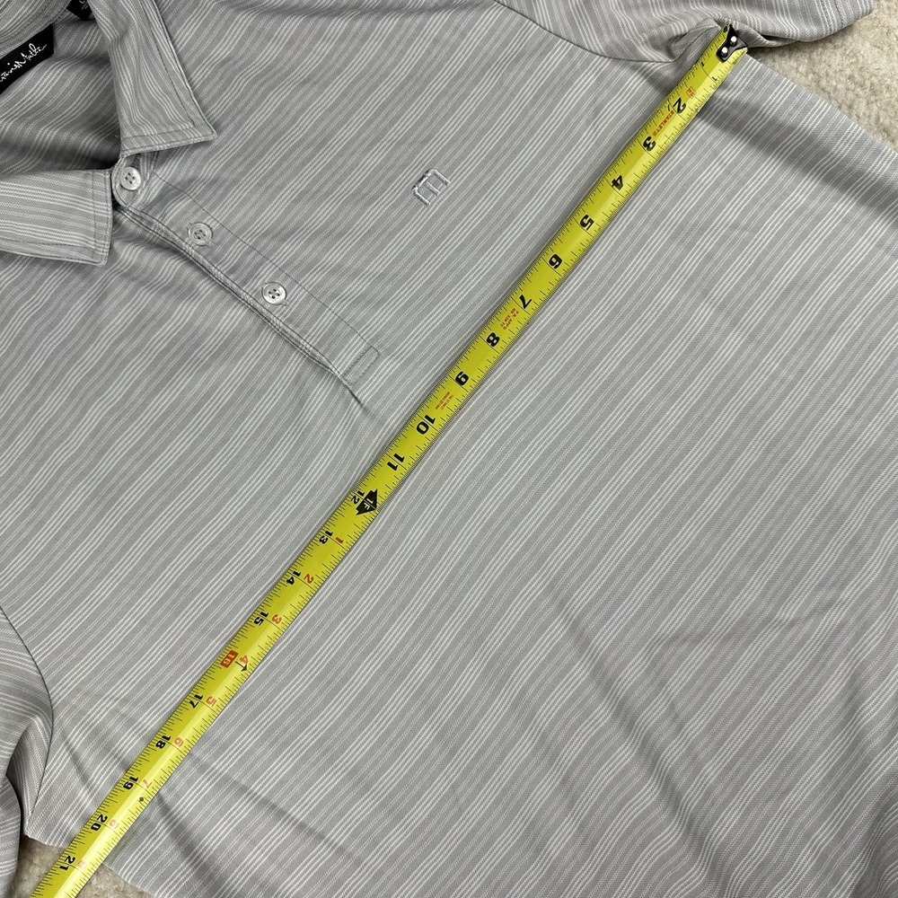 Travis Mathew Mens Polo Shirt Large Light Gray Golf Striped Short Sleeve Stretch - Picture 4 of 5